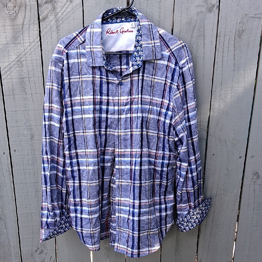 Robert Graham Blue and White Plaid Men's Shirt